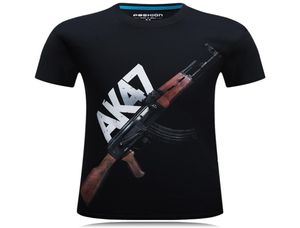 Fashion Top Tees Men039s 3D AK 47 Printed T Shirt Short Sleeve Polyester ONeck TShirt Punk Men T Shirt S6XL4319001