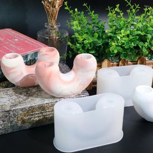 Candle Holders U-shaped Candlestick Silicone Mold DIY Epoxy Resin Scented Gypsum Glue Model Handmade Home Decoration Festival Gift
