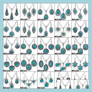 Hänge halsband 32 stilar turkosa smycken set halsband örhängen dräkt droppe för kvinnor mode tillbehör natur sten vi dhgarder dhtln