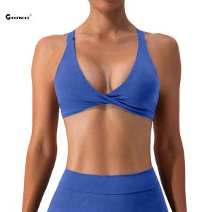 Sutiã de sutiãs sport sport para mulheres design de torção correndo roupas íntimas sexy lindas fitness colet nua sentimento de push up bra