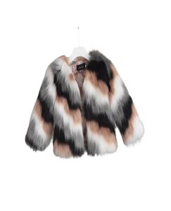 Winter coat for kids Kid039s multicolor faux fur jacket Baby girl glam faux fur coat Girls coat LJ2011301120816