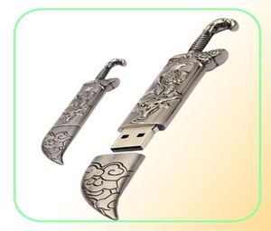 Verklig kapacitet 16GB128GB USB 20 Metal Sword Model Flash Memory Stick Storage Thumb Pen Drive5352087