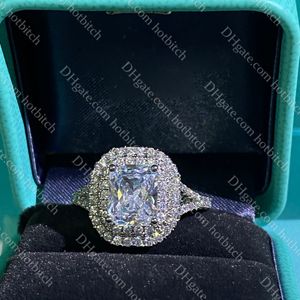 Diamentowy pierścionek Diamond Classic Designer Wedding For Women Luxury 925 Srebrna biżuteria damski prezent z pudełkiem