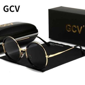 Sonnenbrille 2021 GCV Heiße Verkauf klassische Männer Männliche Frauen Frauen wunderschöne Sonnenbrille runden Rahmen Gläser Fashion Punk Style New Metal Polarized 240412