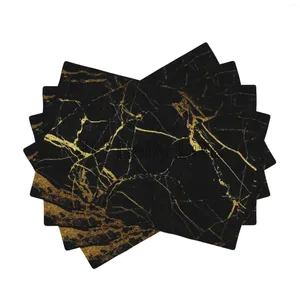 Table Mats Black Marble Gold Placemats Set Of 4 Linen Washable Waterproof Heat Resistant For Kitchen Dining 18x12 Inches