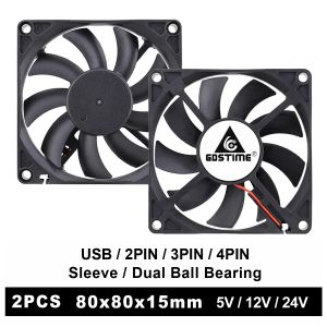 Kyl 2st GDSTIME 80x80x15mm 5V 12V 24V BALL/SLEVE USB 2PIN 3PIN 4PIN 80mm 8cm 8015 Brushless CPU PC Laptop Case Cooling Cooler Fan