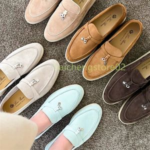 LP Designer Dress Shoes PIANO Womens Mens Suede Loafers Summer Walk Charms Suede Loafers Moccasins Genuine Leather Unisex Luxury Work Office Shoe l2
