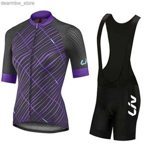 Cykeltröja sätter Liv Womens Cycling Clothing 2023 Summer Breathab Cycling Jersey Girl Set Mtb Bike Clothing Fa Triathlon Bicyc Clothes L48