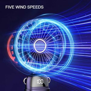 Electric Fans Electric Fan 5 Speeds Adjustable Desktop Table Cooling Fan 90 Angle Foldable Design LED Power Indicator with Mobile Phone Holder