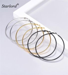 Stora hoopörhängen för kvinnor storlek 70mm GoldblackStainless Steel Circle 3GE3370KBH Huggie2593499