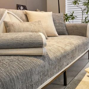 Stuhlabdeckungen Chenille Sofa Streifenkissen Home Decor Sessel Handtuch Möbel Sitzdeckel Eckschicht für Wohnzimmer