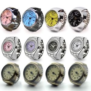 Retro Punk Finger Watch Ring Mini Elastic Strap Watches Couple Rings Jewelry Clock Retro Roman Quartz Watch Ring for Women Girls