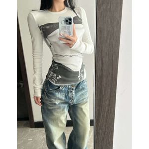 Women's Hoodies & Sweatshirts Chaopai Autumn Round Neck Print Top Sexy Print Design Fashionable Slim Fit Underlay