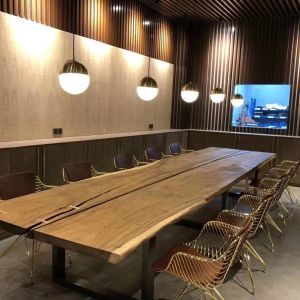 New 2024 Industrial Furniture Modern Living Side Panels Custom Size Solid Walnut Wooden Dining Table