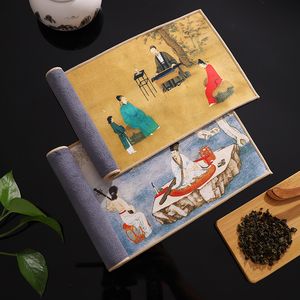 中国の塗装された厚いティータオルスーパー吸収性ハイエンドティーセットアクセサリーテーブルマット家庭用プロのラグテアナプキン