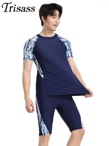 TRISASSO DE ARIMELAÇÃO Feminina Trisass 2024 Chegada Homens de duas peças Profissional Sportswear Sportswear Manga curta Quinta calça Surf Suit Bathing L-3xl