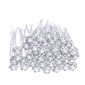 Saç klipsleri 40 paket düğün gelin inci çiçek kristal pimleri beyaz