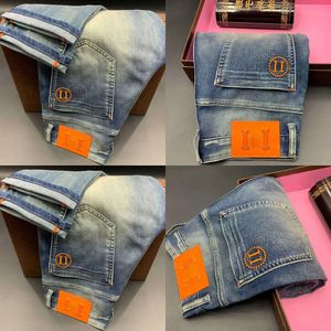 Męskie wyższe wersję swobodne spodnie designerskie spodnie liter haft mody dżinsy