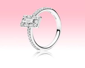 Novo anel de anel de halo brilhante e quadrado Mulheres meninas Summer Jewelyr para 925 Sterling Silver CZ Diamond Creating Ring com Box1375627 original