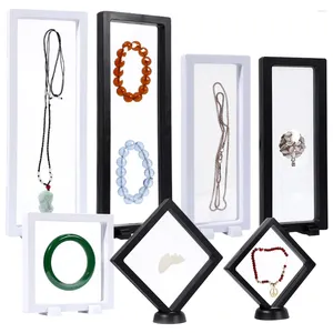 Decorative Plates Square/rectangular 3D Floating Picture Frame Shadow Box Jewelry Display Stand Ring Pendant Holder Jewellery Presentation