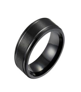 Loredana 8mm Black and White Gold Three Colors Solid Color Matte Double Bevel Stainless Steel Men039s Rings Tailored for Men Q05813079900