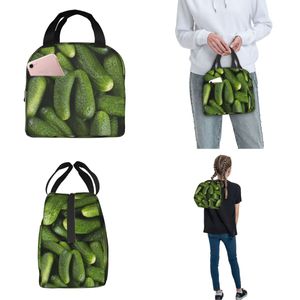 Salsiccia verde sottaceto per pranzo isolato in cetriolo per cocchetto portatile portatore riutilizzabile box tote box college outdoor girl boy