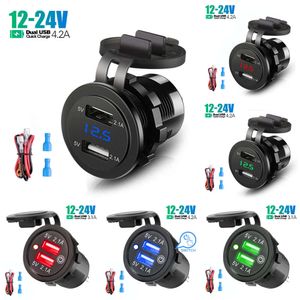 New 2024 2024 Other Auto Electronics Dual USB Car Charger Socket Waterproof Fast Charge Power Outlet With Touch Switch For 12V-24V Motorcycle Boat Marine Truck ATV