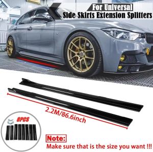 2.18m Car Side Skirts Winglet Splitters Lip For VW Golf For BMW For Ford For Audi 8 Pieces Universal Side Skirt Extensions