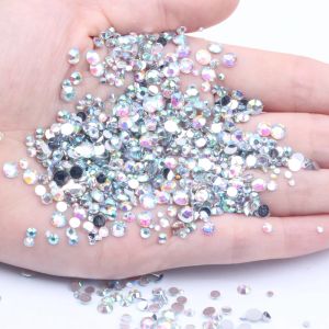 Setler Reçine Rhinestones Crystal AB Rengi 2mm 2.5mm 3mm 4mm 5mm 6mm 7mm 8mm 8mm Sier Destek Boncuklarda DIY El Sanatları