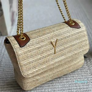 Designer Beach Bags Strohkreuzbody Designer Frauen Handtasche Kette Messengerbeutel Frauenhandtasche Urlaub Handtasche