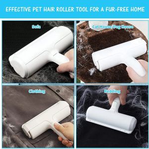Pet Hair Roller Remover Lint Brush 2-Way Dog Cat Comb Tool Convenient Cleaning Dog Cat Fur Brush Base Home Sofa Clothe Cleaning