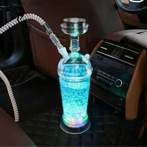 Other Home Garden PUFF Acrylic LED Shisha Hookah Set with Chicha Bowl Water Pipe Narguile Sheesha Cachimbas Nargile Portable Car Kit L46