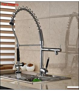 Chrome Solid Brass Kitchen Faucet Double Sprayer Vessel Sink Mixer Tap Deck M Qyltnf Packing20109869570