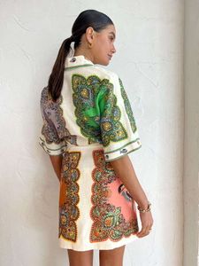 Donne da donna della moda Abito da camicia da fiori Skirt Stampato Skirt Casual Slimt Fit Abiti di lino in cotone lungo S-XL