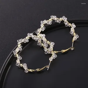 Dangle Küpeler Altın Kaplama Basit Kristal Geometrik Daire Twist Cazibe Kadınlar Akşam Yemeği Top Mücevher Aksesuarları Doğum Günü Hediyesi