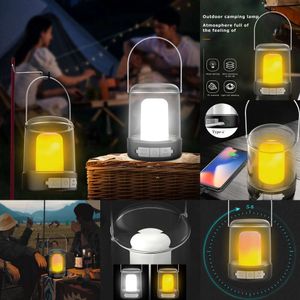 New Vintage Atmosphere Flame Portable Waterproof Hanging LED Lantern Lamps USB Chargeable Outdoor Travel Camping Light