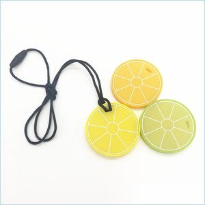 Hänge halsband citron skiva sås teether halsband bpa gul frukt färskt för mamma att bära baby droppleverans smycken hänge dhgarden dhosw