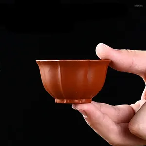 Teaware set Small Lotus Tea Cup Set Yixing Zisha Kungfu Ceramic Master Single Teacup Black Red 3PCS Pack