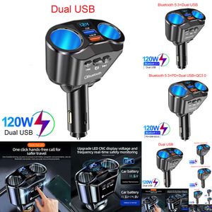 新しい2024 Auto Electronics Car Tigablette Lighter 12V-24Vソケットスプリッター充電器PD QC3.0高速充電器CポートデュアルUSB 4.8Aデジタルディスプレイパワーアダプター