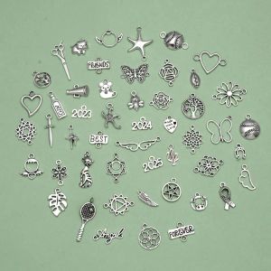 50pcs/lotes Mistos Andos de Flor Star Charms para Jóias Fazendo Brincos Diy Brincos Acessórios de Pingentes de Pingente por atacado