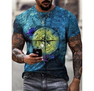 Men039s Tshirt mapa morska kompas moda 3D kreatywna druk krótkie shortsleeved twardy styl mięśniowy koszulka street punk got3616883