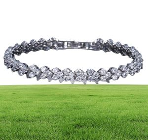 18K White Gold Plated Zirconia Tennis Bracelet Diamond Hand Chain for Men Women Heart Love Crystal Bracelets Bangle Lover Gift Val9028318