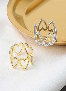 Aesthetic heart hollowout 925 Sterling Silver Ring Gold Jewelry Leaf Gift Not Allergic Opening Rings Love Loop kofo 2202097053818