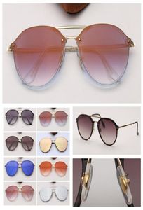 Мужские солнцезащитные очки Blaze Double Bridge Round New Style Women Sun Glasses Shades с кожаным корпусом и розничной пакетом 4977700