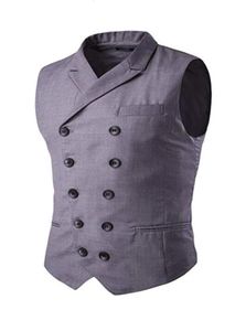 Męskie Slim Fit Business Casual Vest Tuxedos Waistcoat Podwójnie piersi inteligentny kamizelki płaca kamizelki Groomsmen Mężczyźni noszą niestandardowe MA1289272