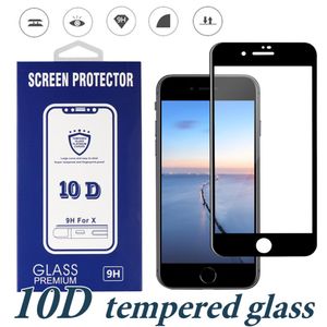 10d Curved Campa completa Protetor de tela para iPhone 14 13 12 11 Pro xs máximo xr 8 mais aresta a borda Proteção de vidro temperado com Box7309165