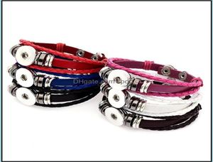 Braccialetti di fascino Noosa punk mtilayer bottone a scatto Bracciale fai -da -te 18mm zenzero in pelle intrecciata da donna snap gioielli drop drop dropelese spo2098225