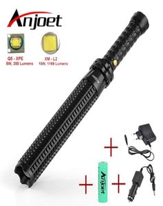 Anjoet Define Lantena poderosa telescópio LED L2 Q5 Flachada Torch tática Baton Flash Light Self Defense 18650 ou AAA 21032895866