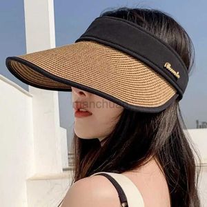 Visors szerokie czapki Brim Hats Hats Cokk Letnie czapki dla kobiet pusta top filtra przeciwsłoneczne Hat Kobieta oddychająca na plaży na plażę nowa gorro 24412