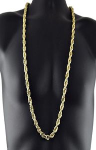 8 mm tjock 76 cm lång fast rep ed kedja 24k guld silver pläterad hiphop ed chain halsband för mens1702076